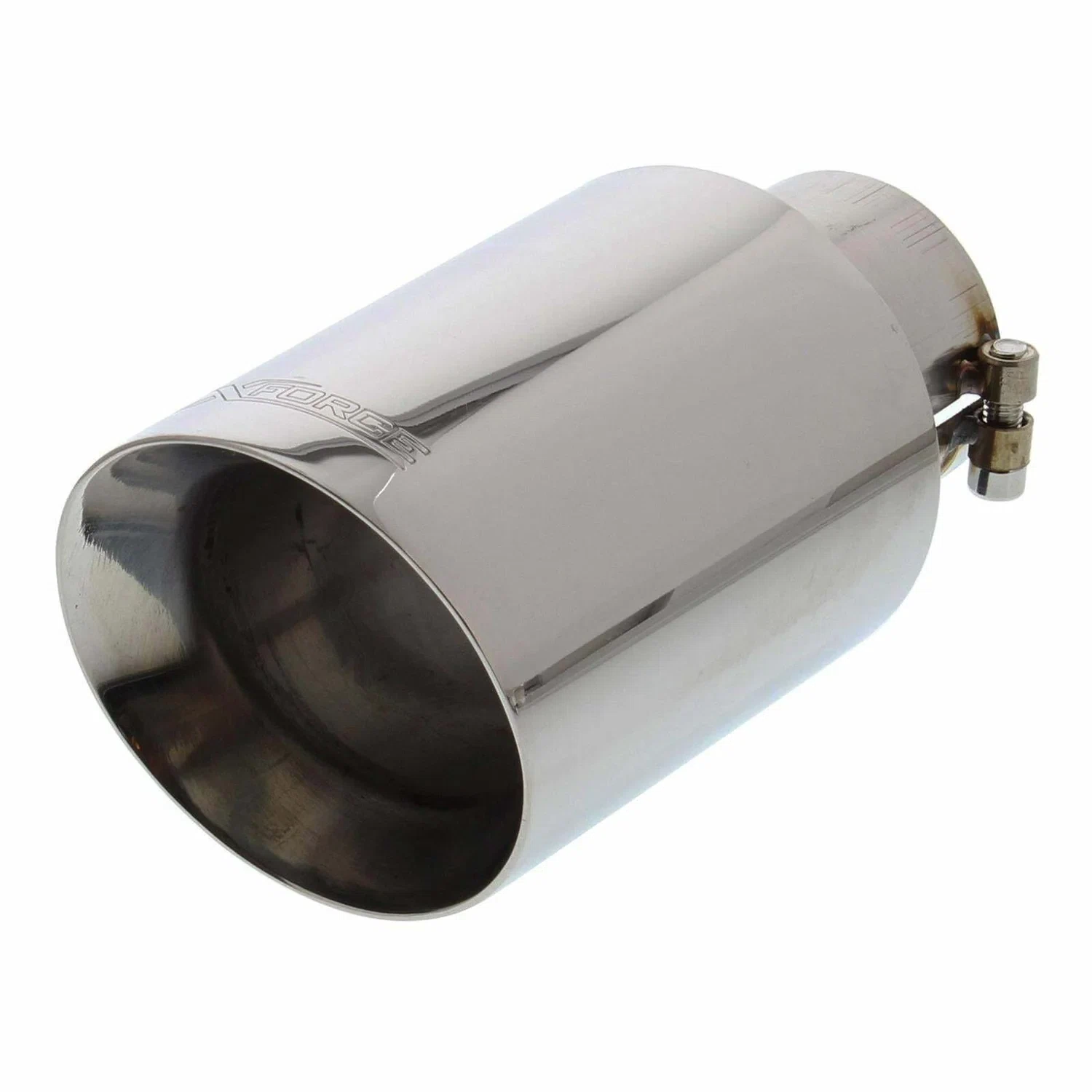 XFORCE Exhaust TS-AW4SJ-63 SS Round Angle Cut Clamp-On Single Exhaust Tip